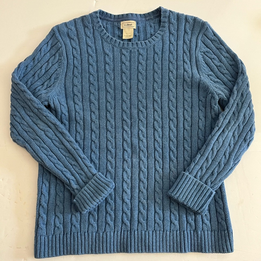 LL Bean Blue Cotton Knit Sweater